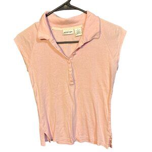 Energie Y2K‎ Babydoll Polo With Heart Buttons Pink Cap Sleeve Medium